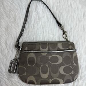 COACH Gray Signature Canvas Wristlet